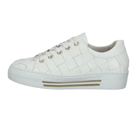 GABOR scarpe da donna in vera pelle con look intrecciato, sneakers basse alla moda 86.469.51 bianco