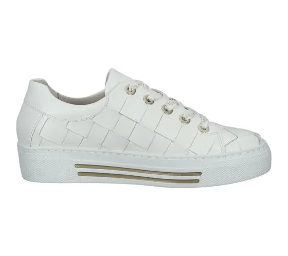 GABOR scarpe da donna in vera pelle con look intrecciato, sneakers basse alla moda 86.469.51 bianco