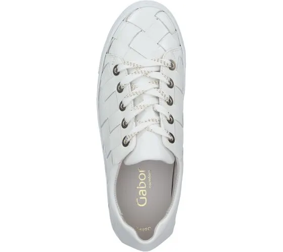 GABOR scarpe da donna in vera pelle con look intrecciato, sneakers basse alla moda 86.469.51 bianco