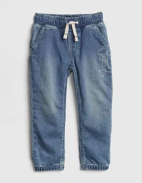 GAP Boys Blue SuperDenim Dino Pull-On Joggers With FantastiFlex