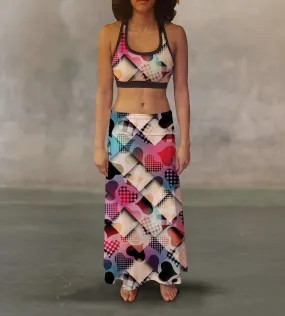 Geometric Hearts Maxi Skirt