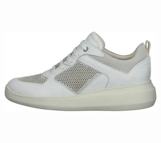 GEOX sneakers donna in vera pelle con sistema GEOX scarpe quotidiane D25APA 04622 C1002 bianco/beige