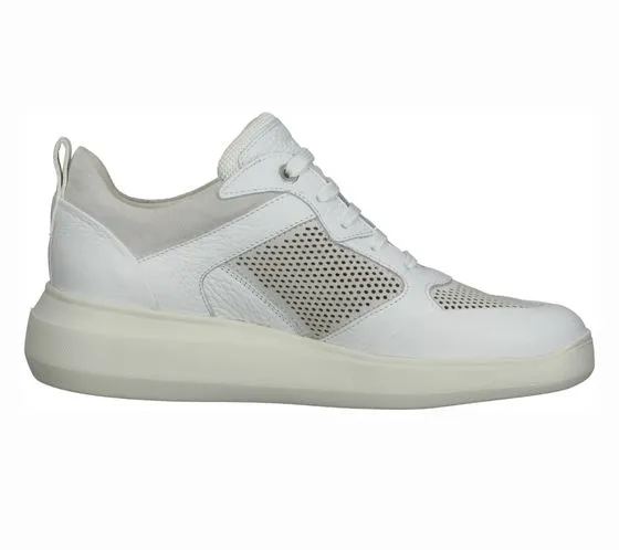 GEOX sneakers donna in vera pelle con sistema GEOX scarpe quotidiane D25APA 04622 C1002 bianco/beige