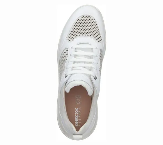 GEOX sneakers donna in vera pelle con sistema GEOX scarpe quotidiane D25APA 04622 C1002 bianco/beige