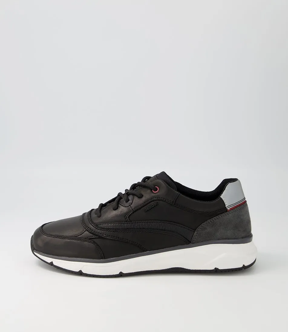 GEOX U Radente A Black Leather Sneakers