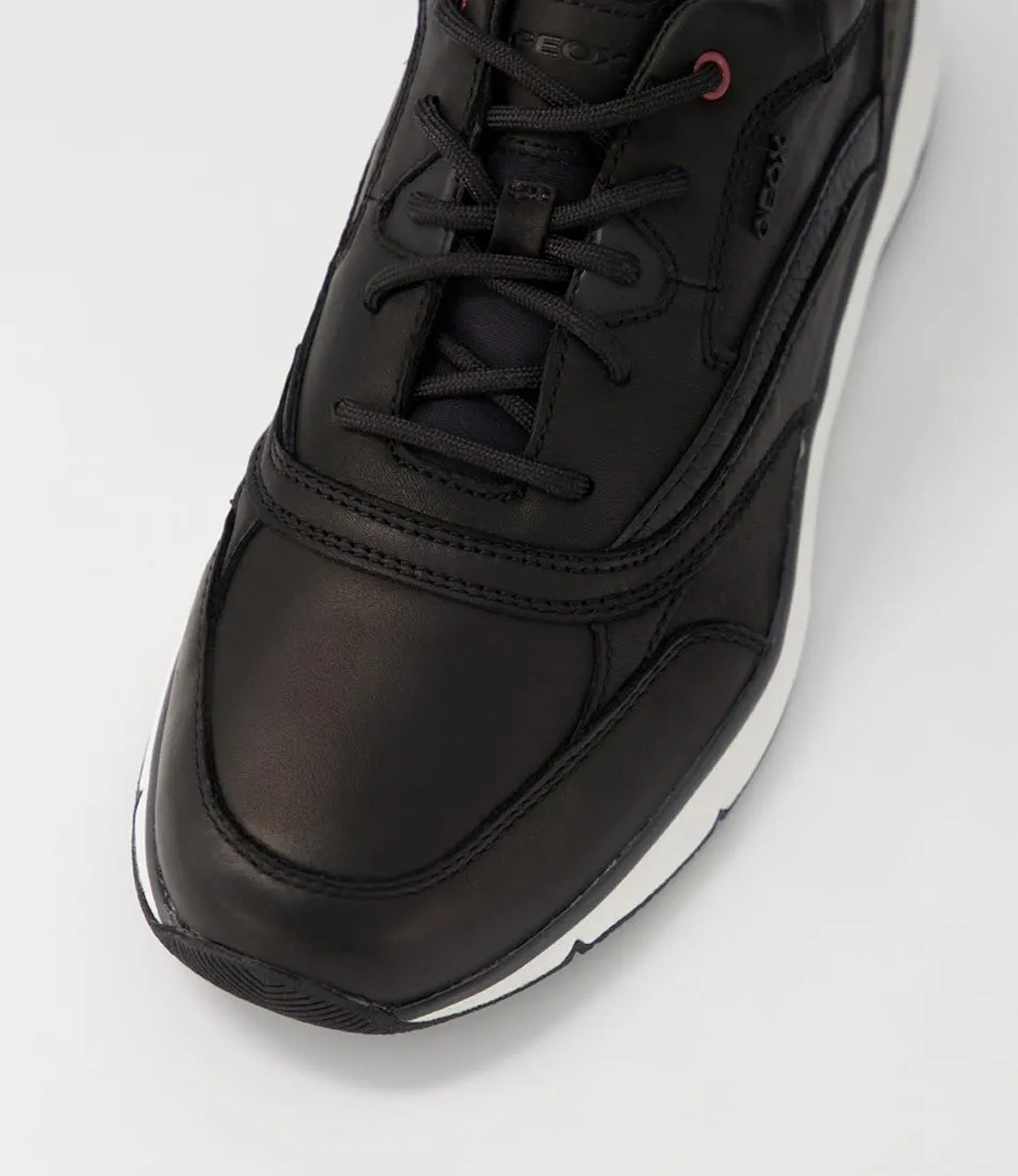 GEOX U Radente A Black Leather Sneakers