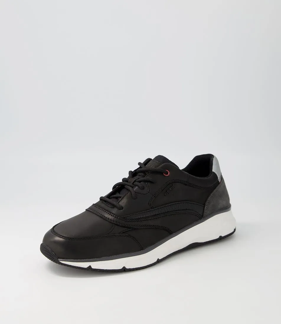 GEOX U Radente A Black Leather Sneakers