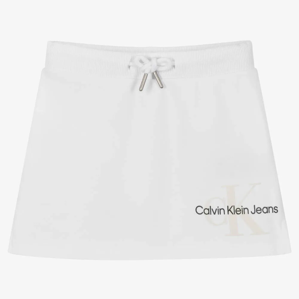 Girls White Logo Skirt