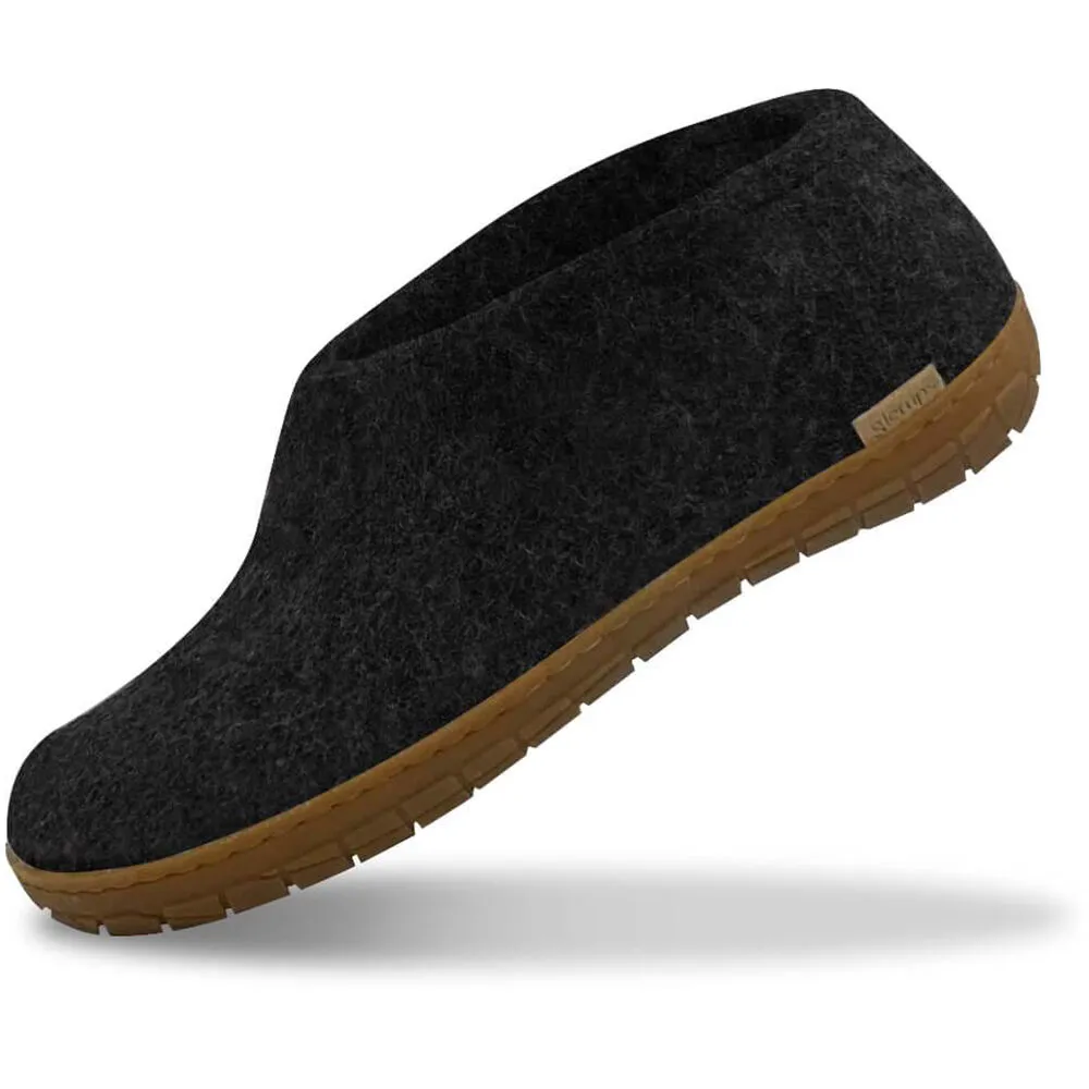 Glerups Unisex Felt Ankle Shoe Slipper w/Honey Natural Rubber Sole