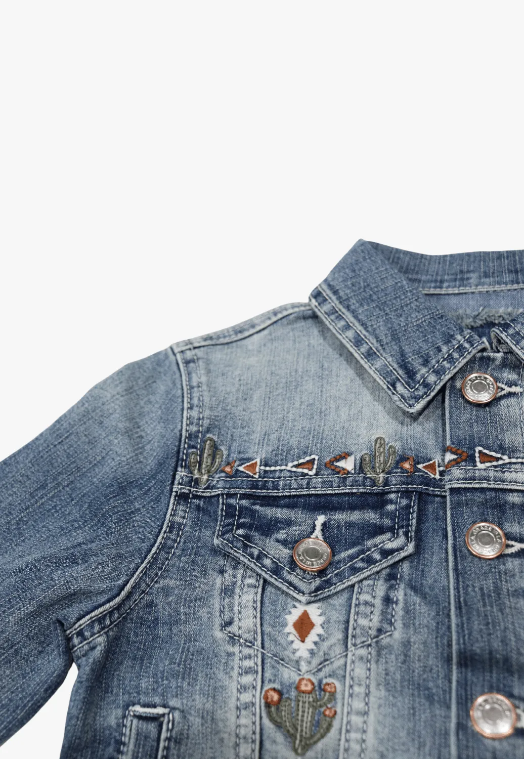 Grace In LA Girls Embroidered Denim Jacket