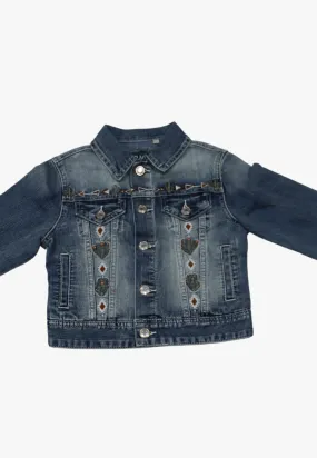 Grace In LA Girls Embroidered Denim Jacket