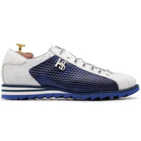 Harris Firenze 1913 Bubble / Python Print Leather Sneakers Blue