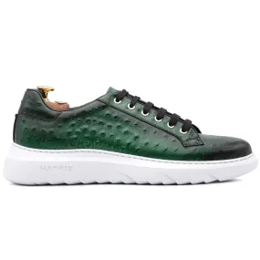 Harris Firenze 1913 Ostrich Print Leather Sneakers Green