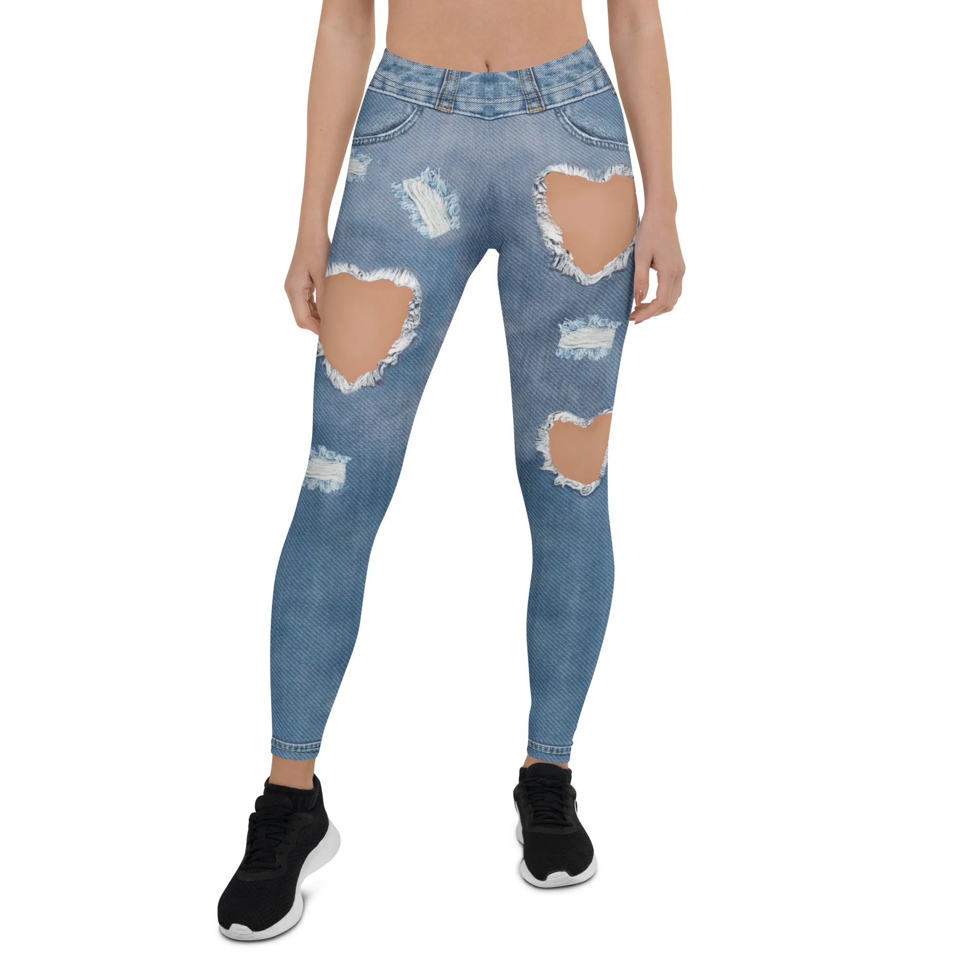 Heart Slit Denim Leggings