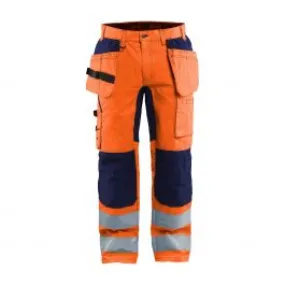 High Vis Trousers With Stretch 1552 High Vis Oranje/Marine - Blåkl&#