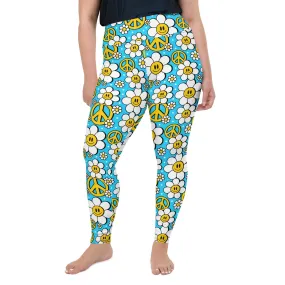 Hippie Flower Pattern Plus Size Leggings