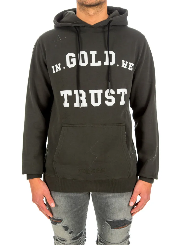 IN GOLD WE TRUST Hoodie Washed Fade Logo | Credomen