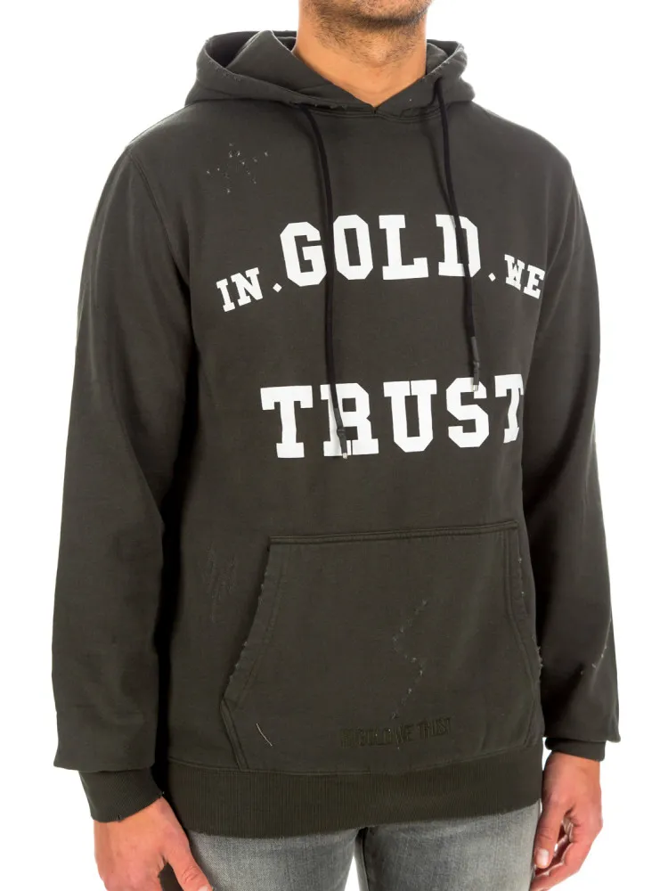 IN GOLD WE TRUST Hoodie Washed Fade Logo | Credomen