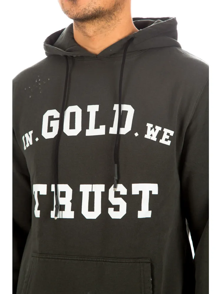 IN GOLD WE TRUST Hoodie Washed Fade Logo | Credomen