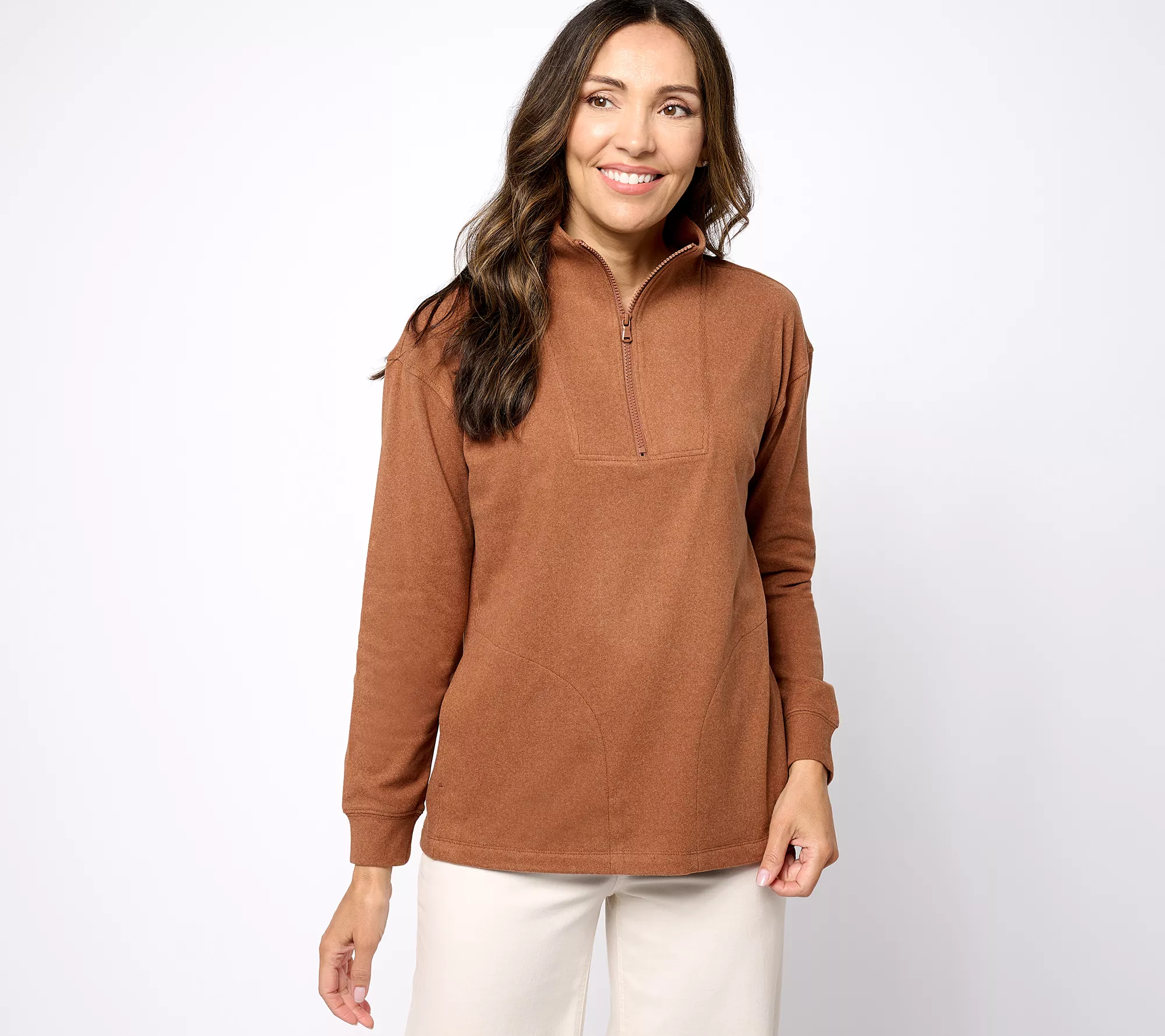 Isaac Mizrahi Live! Soho Plush Knit Half Zip Up Pullover