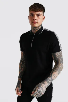 Jacquard Panel 1/4 Zip Polo