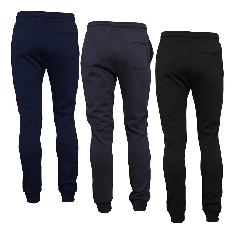 Kangaroo Poo Mens Three Pack Regular Fit Cuffed Fleece Joggers Black/Navy/Magnet