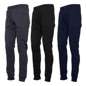 Kangaroo Poo Mens Three Pack Regular Fit Cuffed Fleece Joggers Black/Navy/Magnet