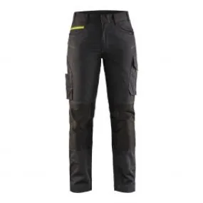 Ladies Service Trousers With Stretch 7195 Zwart/High Vis Geel - Blåk