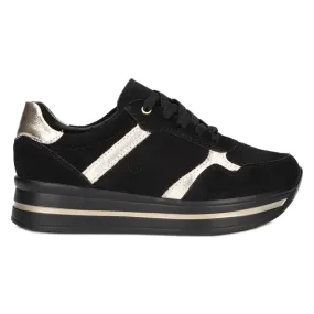 Leather suede sneakers Filippo DP2004 / 21 black golden