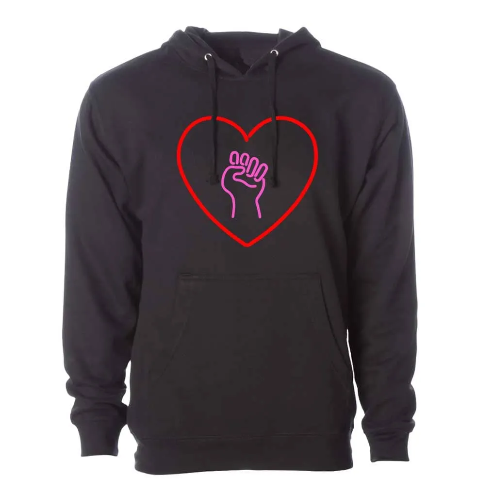 Love As Activism Pullover Hooded Sweatshirt supporting Indivisible - SHIPS AUGUST