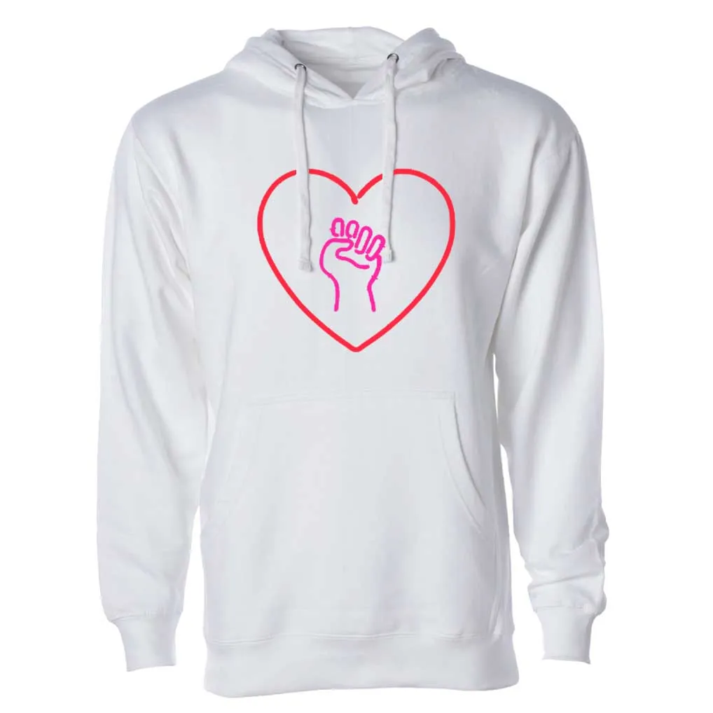 Love As Activism Pullover Hooded Sweatshirt supporting Indivisible - SHIPS AUGUST