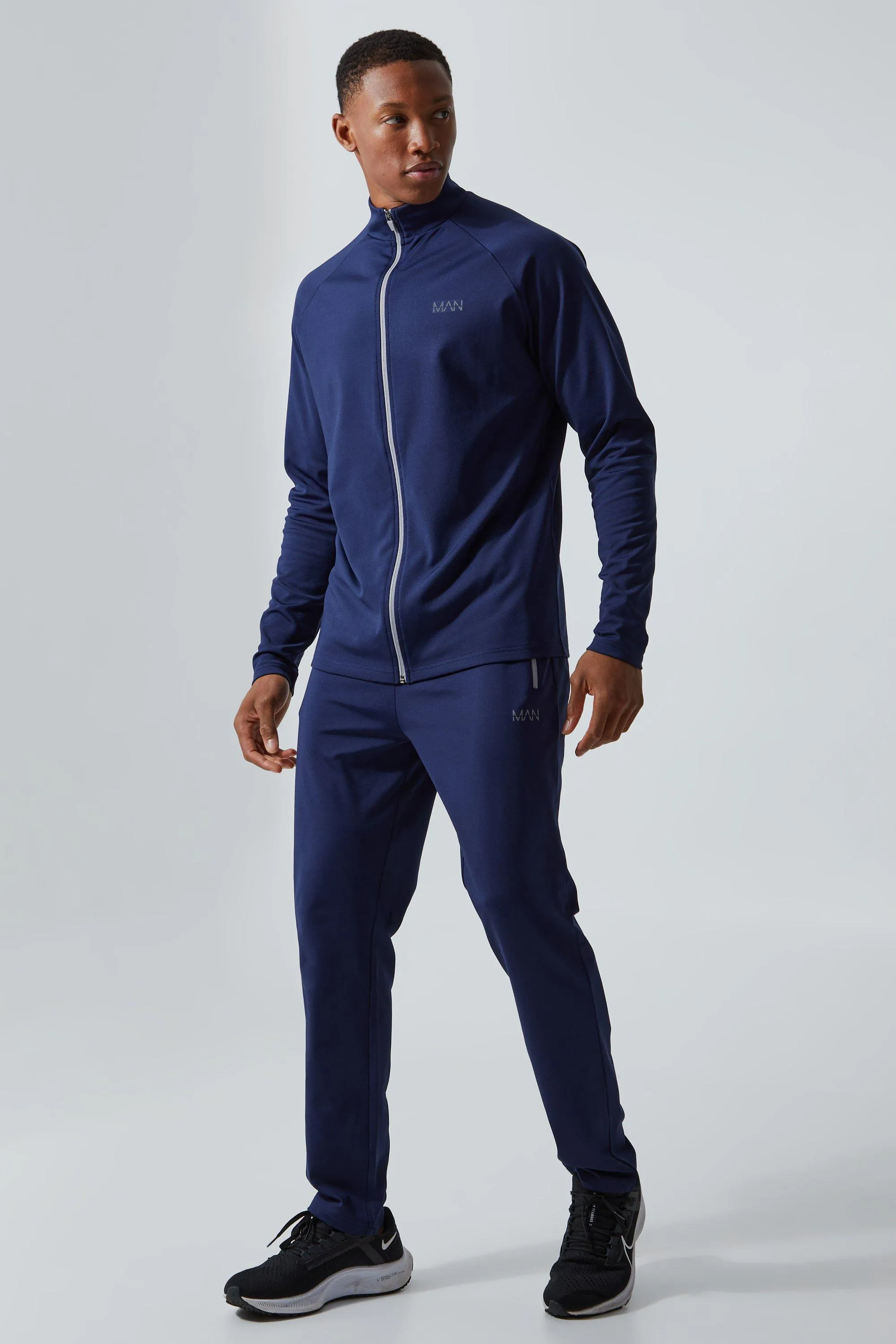 Man Active Funnel Neck Tracktop Tracksuit | boohooMAN UK