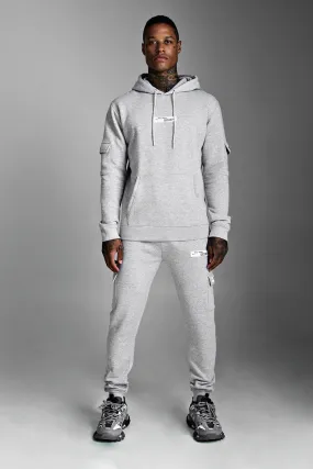 MAN Official Hooded Cargo Tracksuit With Badge | boohooMAN UK