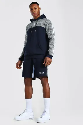 Man Roman Tape Jacquard Short Tracksuit | boohooMAN UK