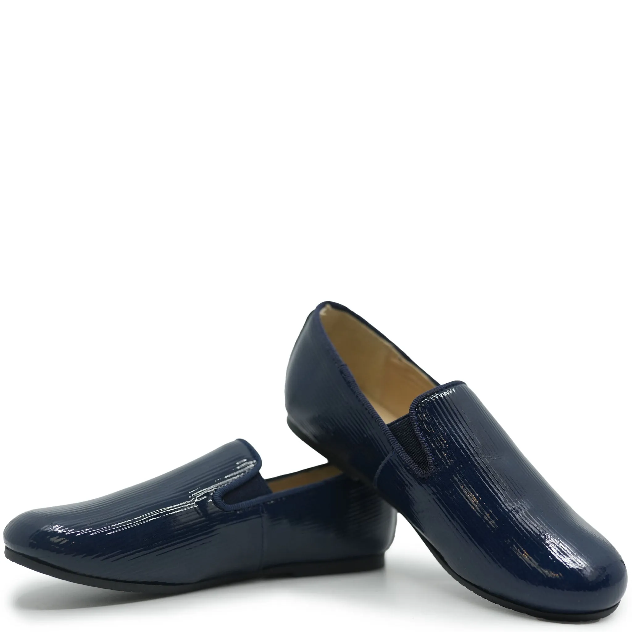 Manuela Navy Line Patent Smoking Loafer