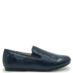 Manuela Navy Line Patent Smoking Loafer