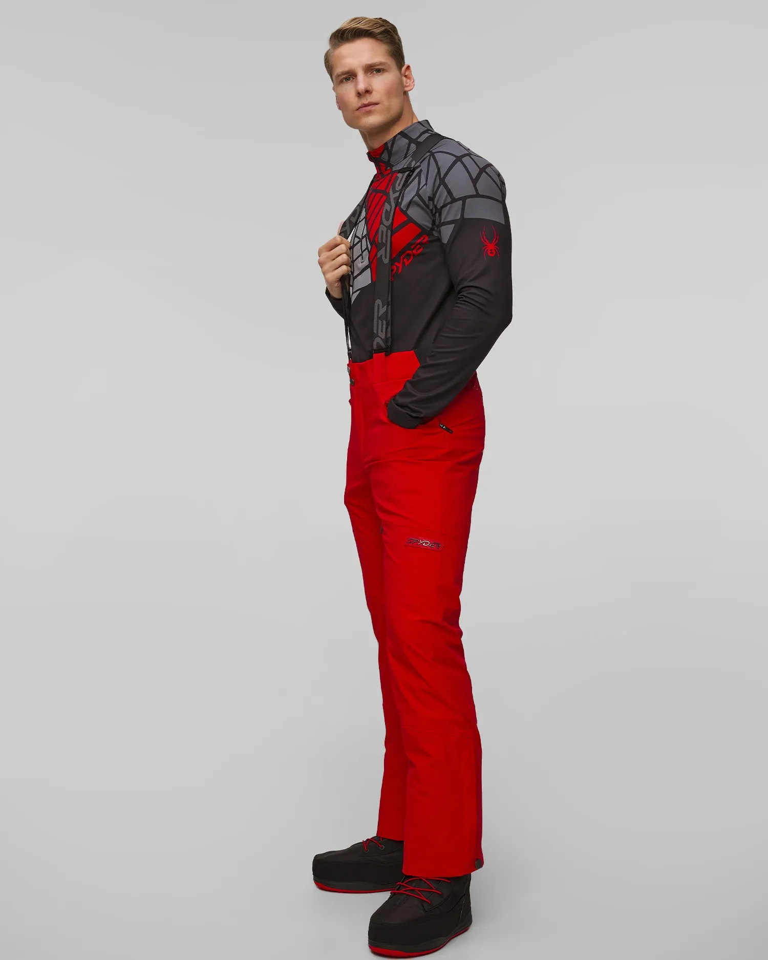 Men's ski trousers with suspenders Spyder Bormio 38SA125401-spyder-red