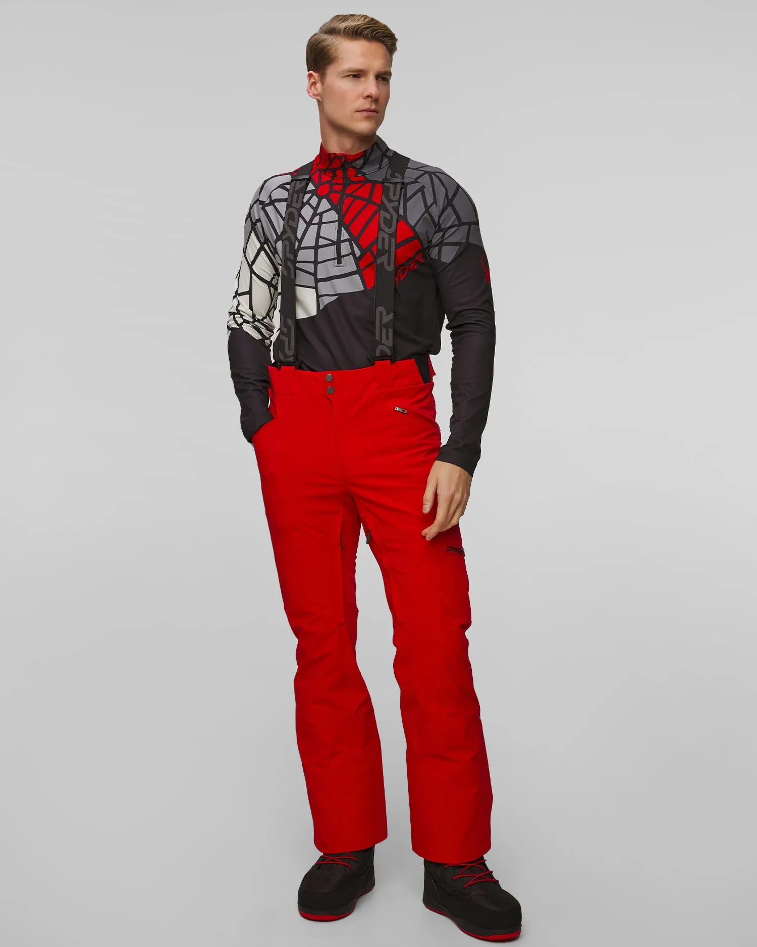 Men's ski trousers with suspenders Spyder Bormio 38SA125401-spyder-red