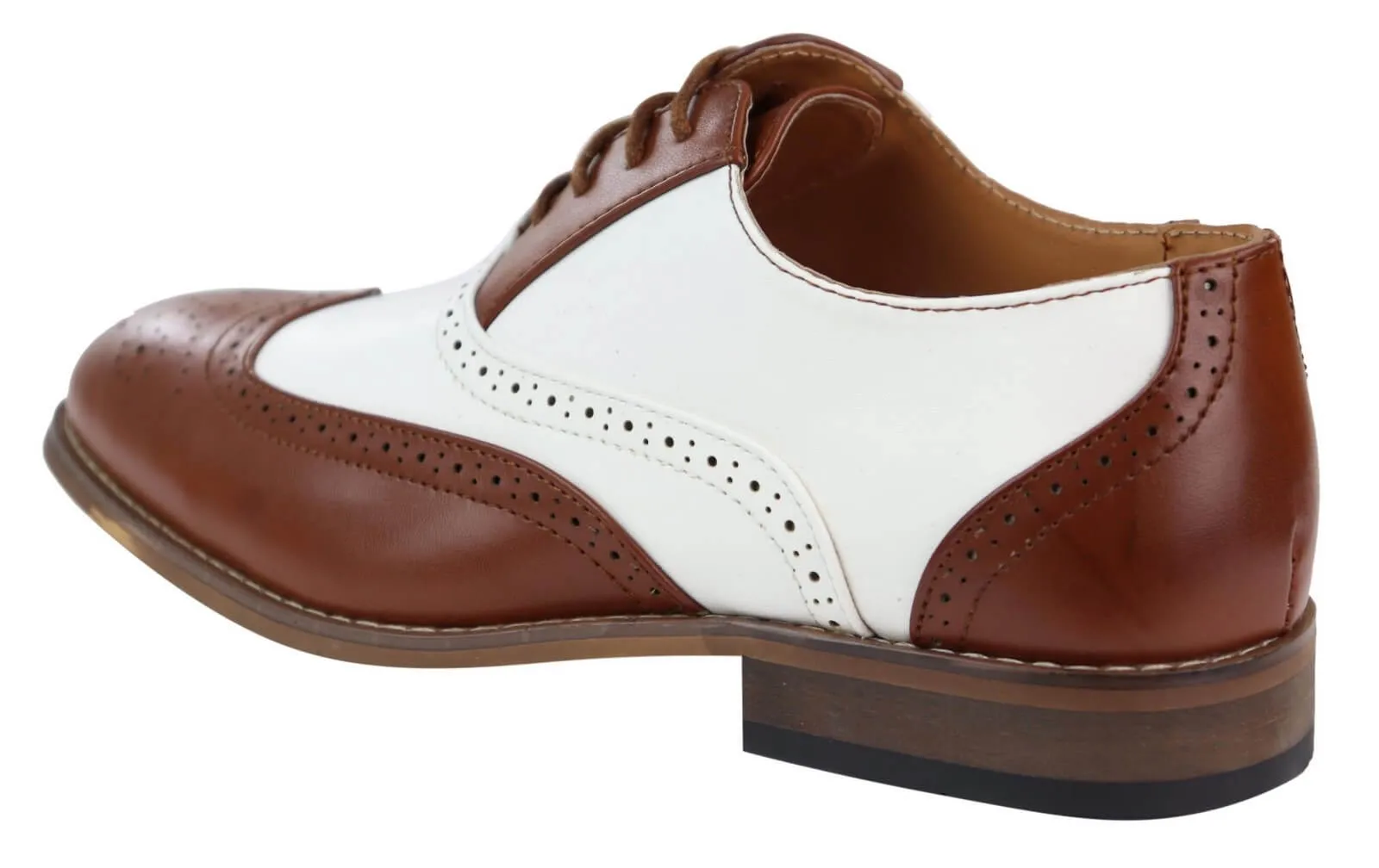 Mens Brown/White Brogue Shoes