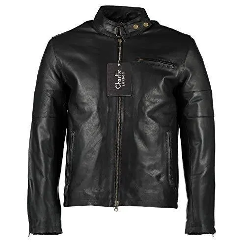 Mens Daytona Black Classic Style Leather Jacket