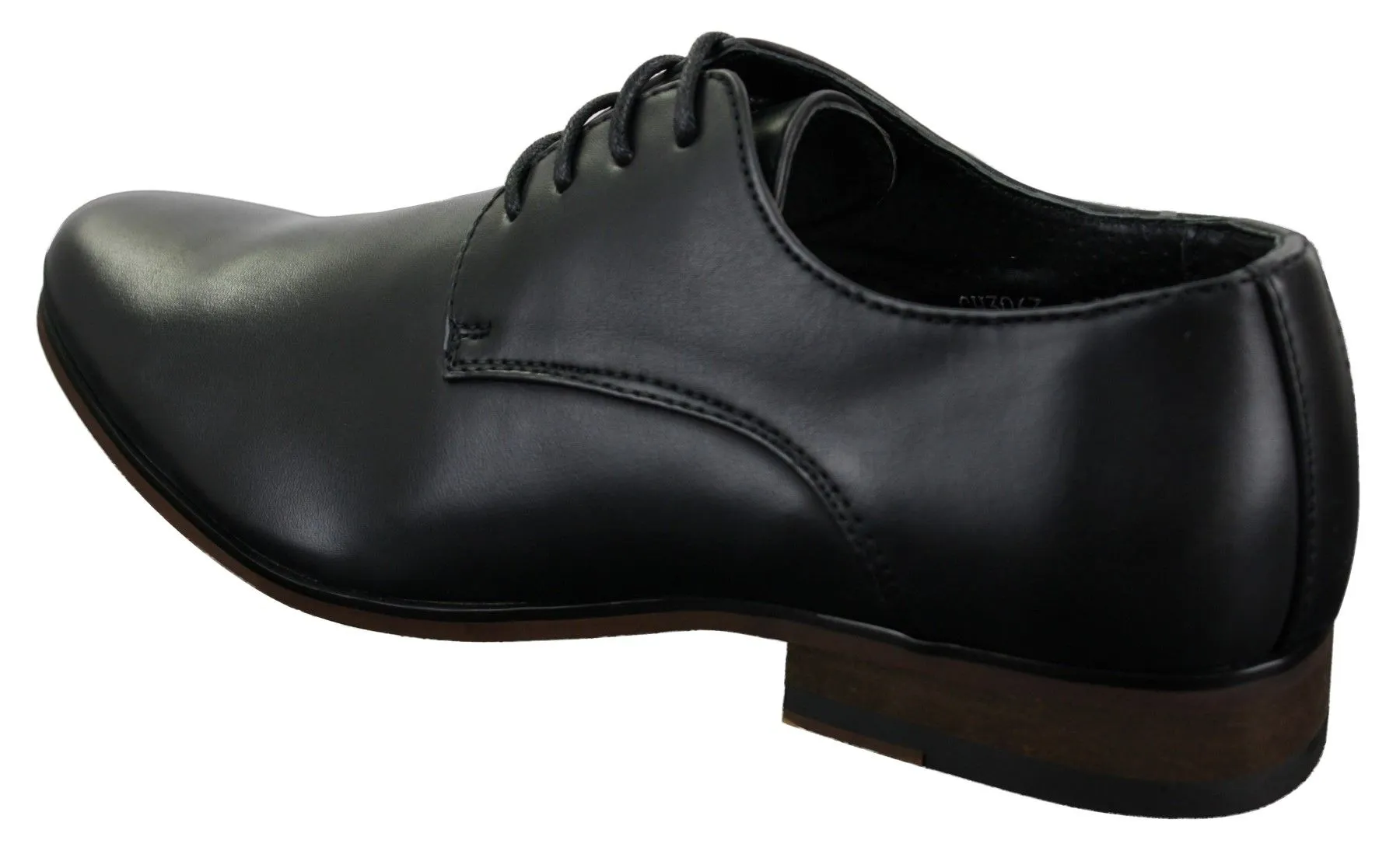 Mens Laced Plain Leather Lined Laced Smart Casual Formal Shoes Black