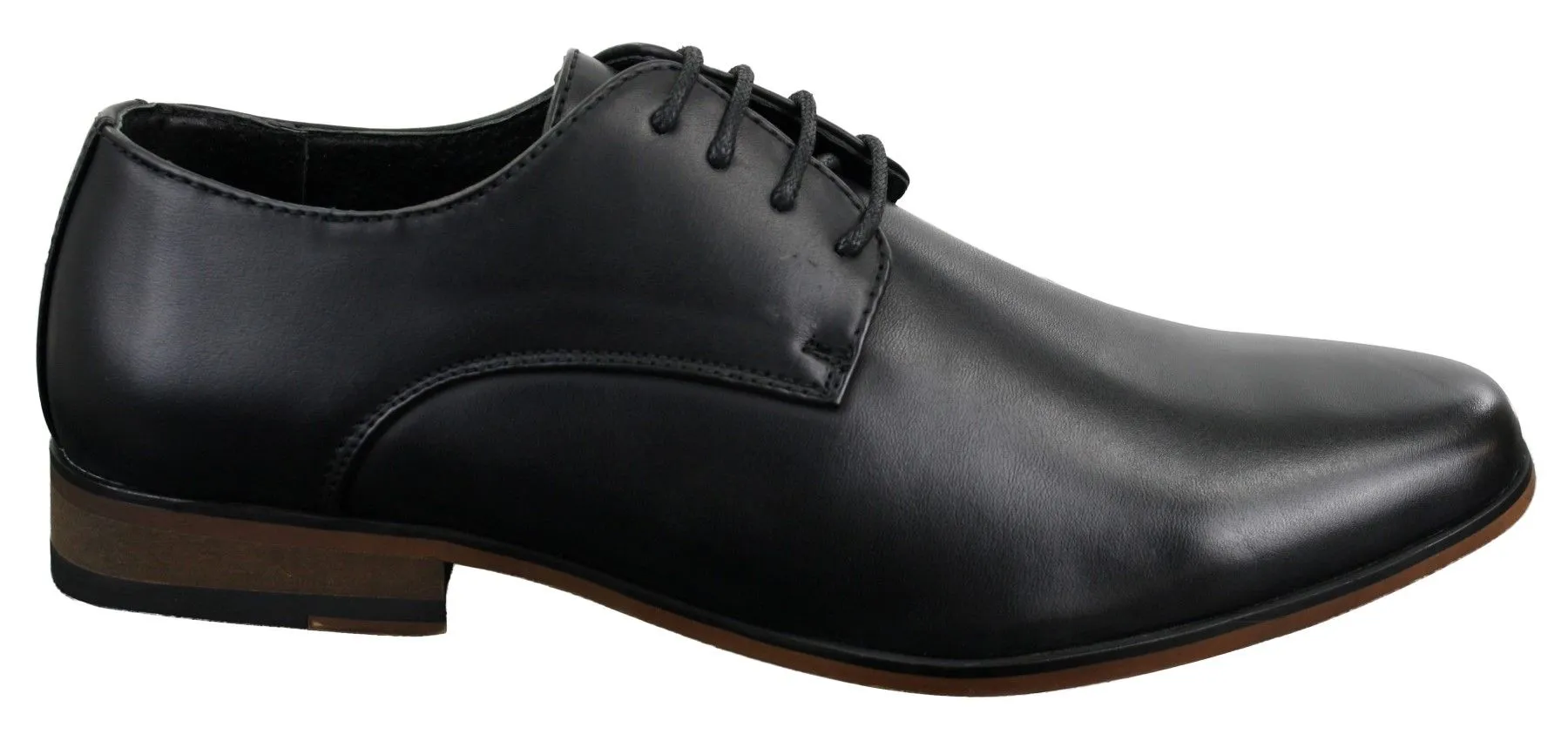 Mens Laced Plain Leather Lined Laced Smart Casual Formal Shoes Black