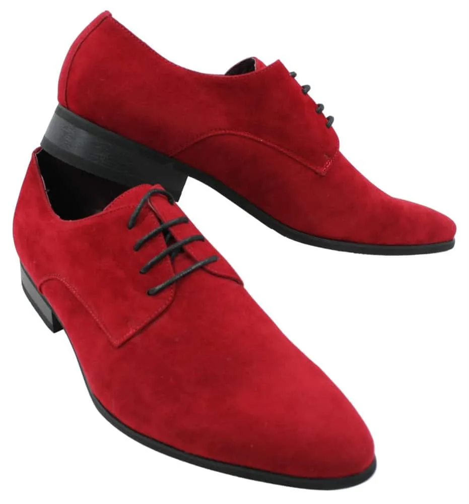 Mens Laced Smart Casual Suede Shoes Red Green Black Grey Italian