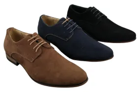 Mens Nubuck Suede Laced Smart Casual Shoes Navy Blue Brown Black