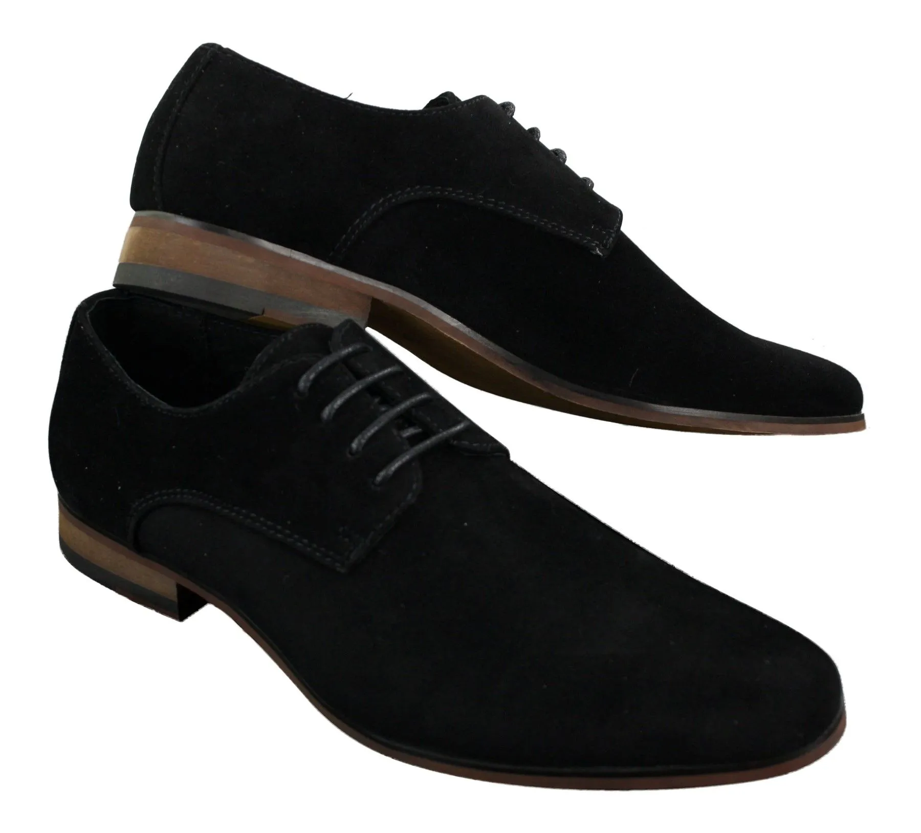 Mens Nubuck Suede Laced Smart Casual Shoes Navy Blue Brown Black