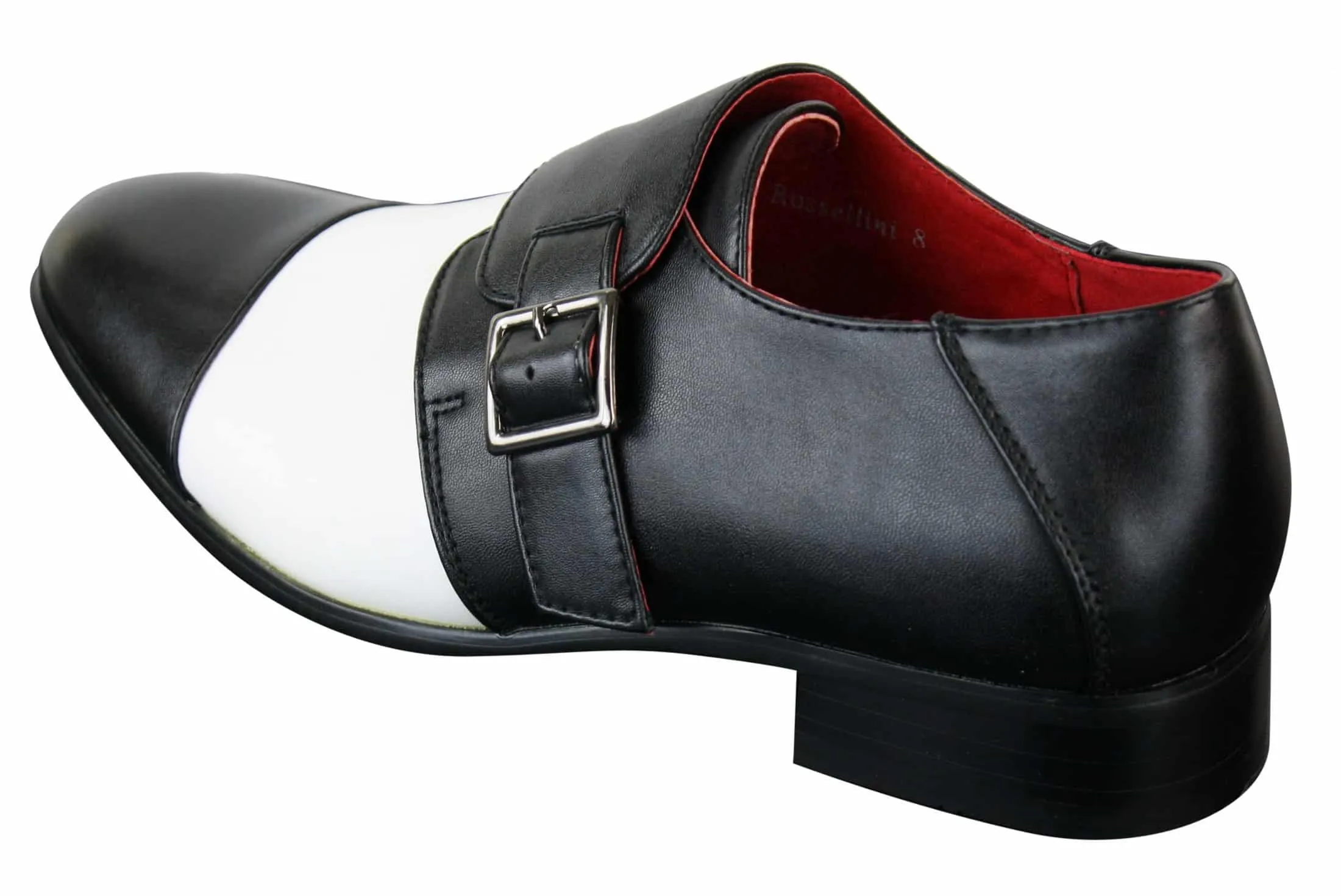 Mens Slip On Buckle Belt Leather Inner Smart Formal Black White Shoes Italian Design