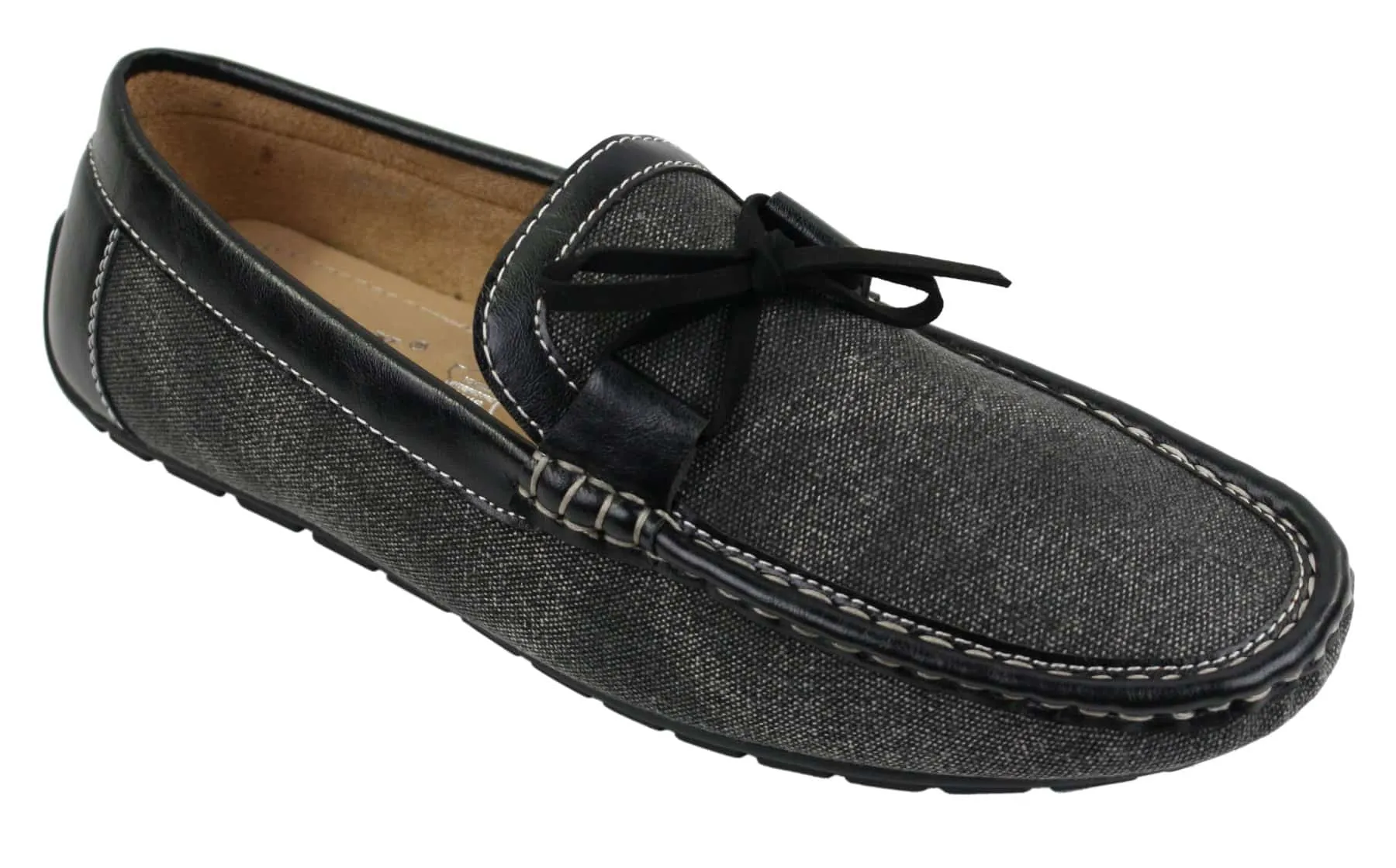 Mens Slip On Denim Leather Lace Moccasin Shoes Smart Casual Italian Tan Navy