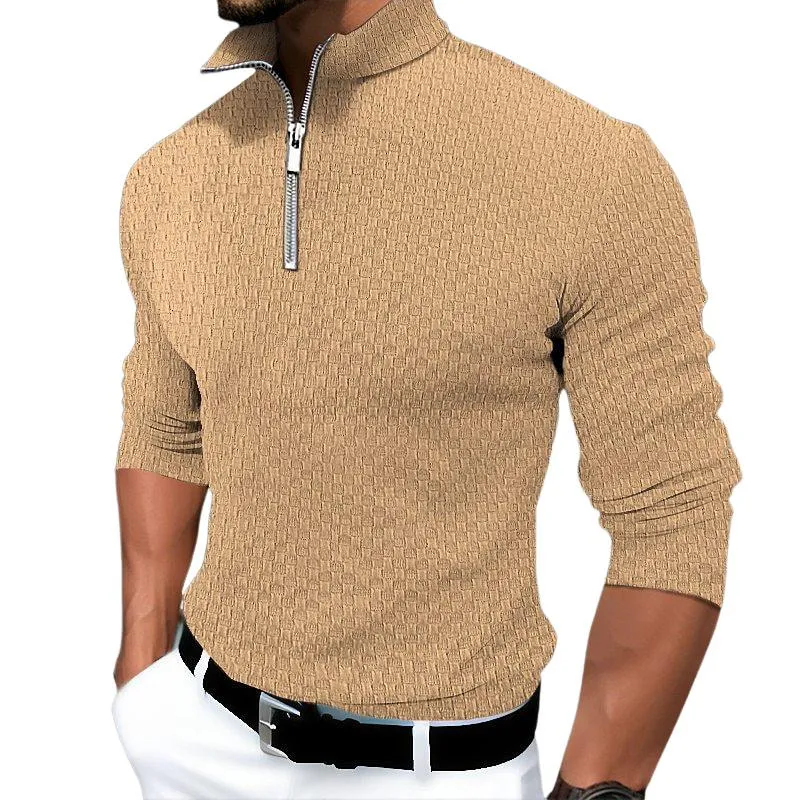 Men's Solid Color Stand Collar Half Zip Pullover Sweatshirt 95479579X