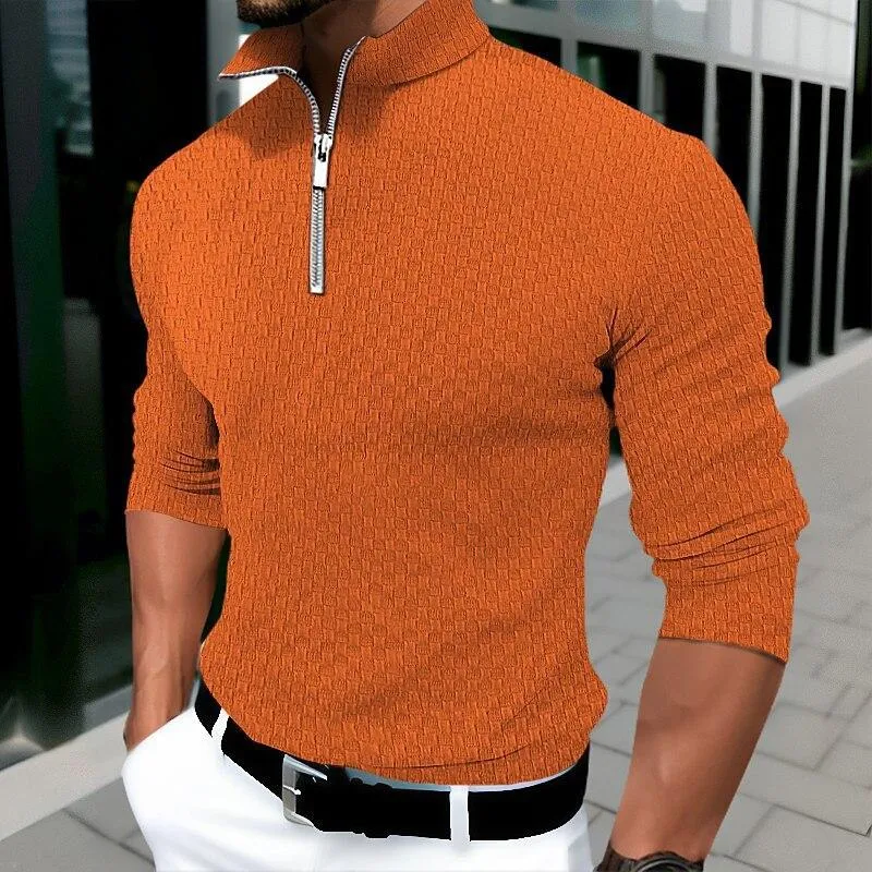 Men's Solid Color Stand Collar Half Zip Pullover Sweatshirt 95479579X