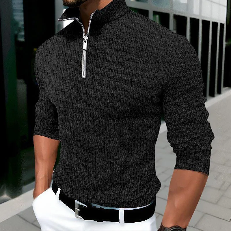 Men's Solid Color Stand Collar Half Zip Pullover Sweatshirt 95479579X